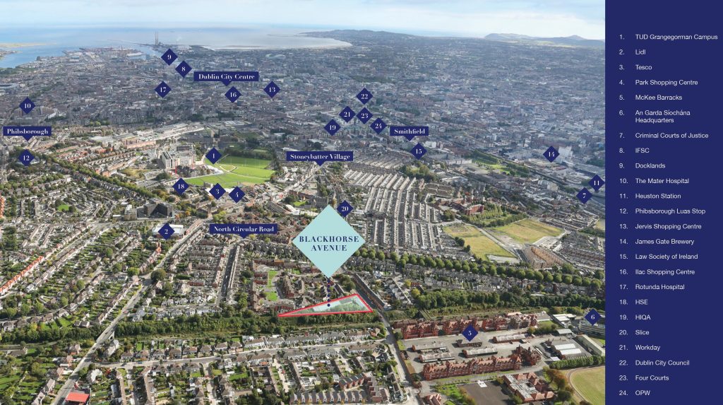 Blackhorse Avenue location - Blackhorse Avenue main - residential development site - Dublin 7 - for sale - full planning permission