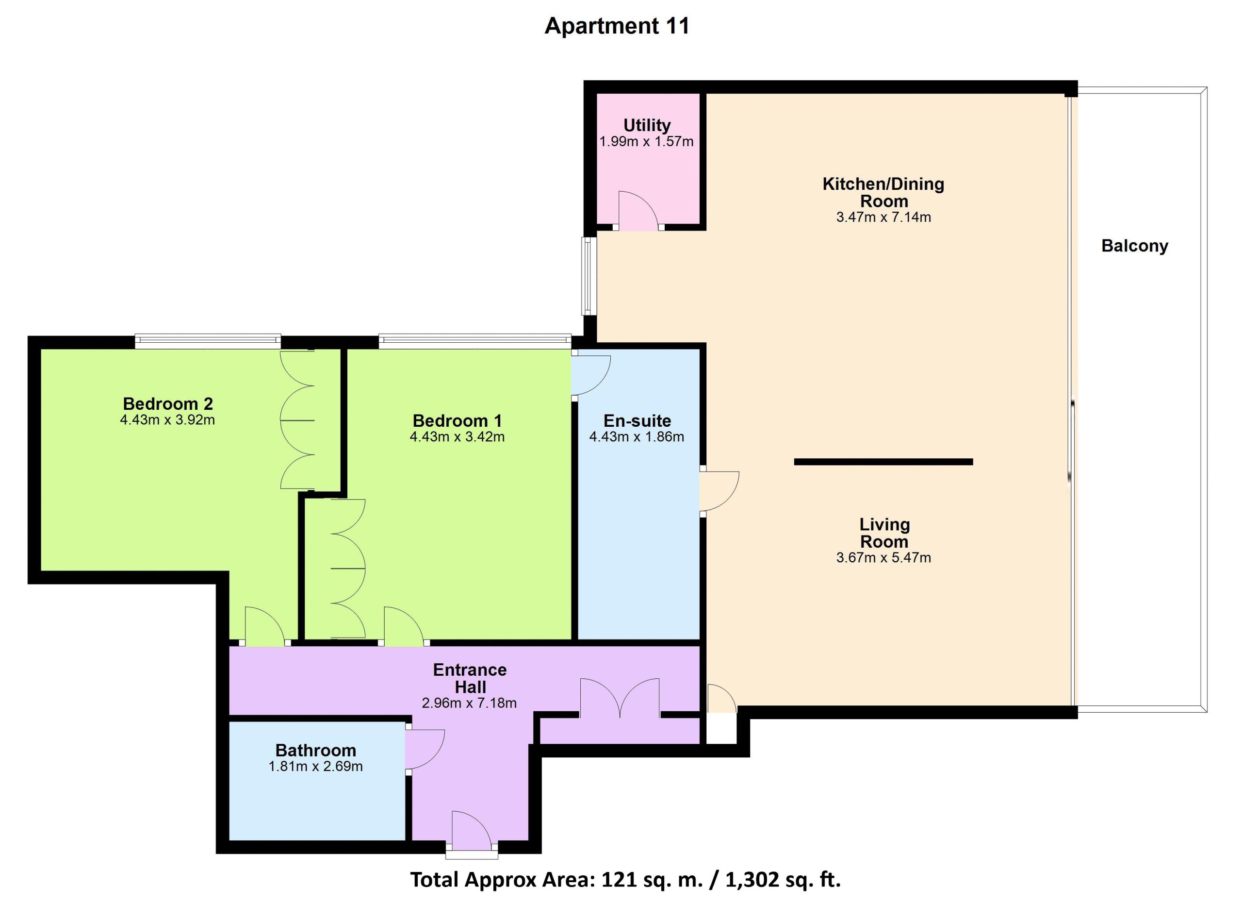 Apt. 11, 55 Percy Place - With Measurements